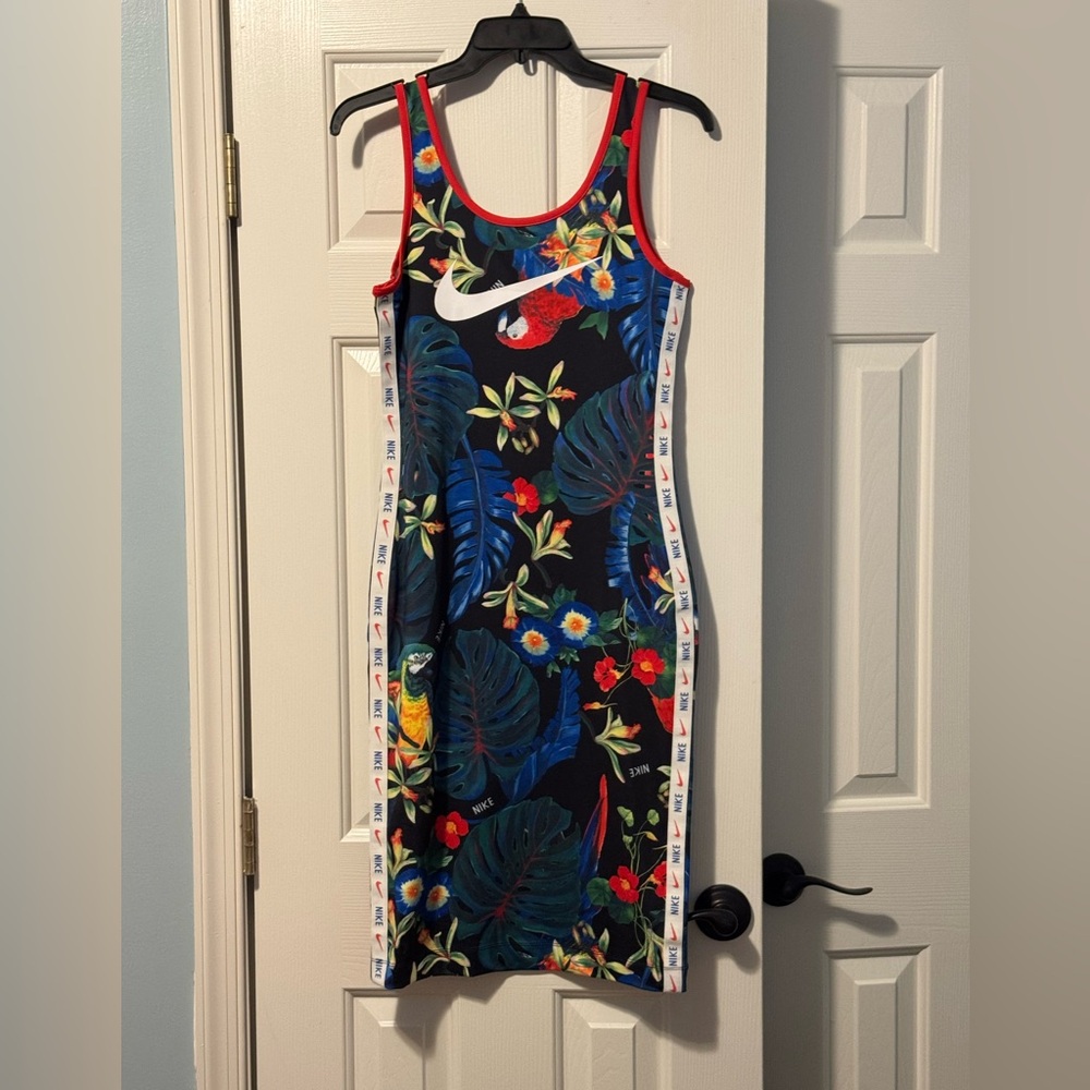 Nike Hyper Femme tropical parrot print bodycon dress